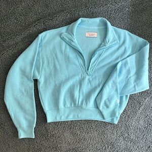 EUC! Victoria’s Secret crop top half-zip sweatshirt, in light blue, size medium